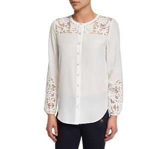 Veronica‎ Beard
Alma Long-Sleeve Embroidered Silk Blouse, Off White